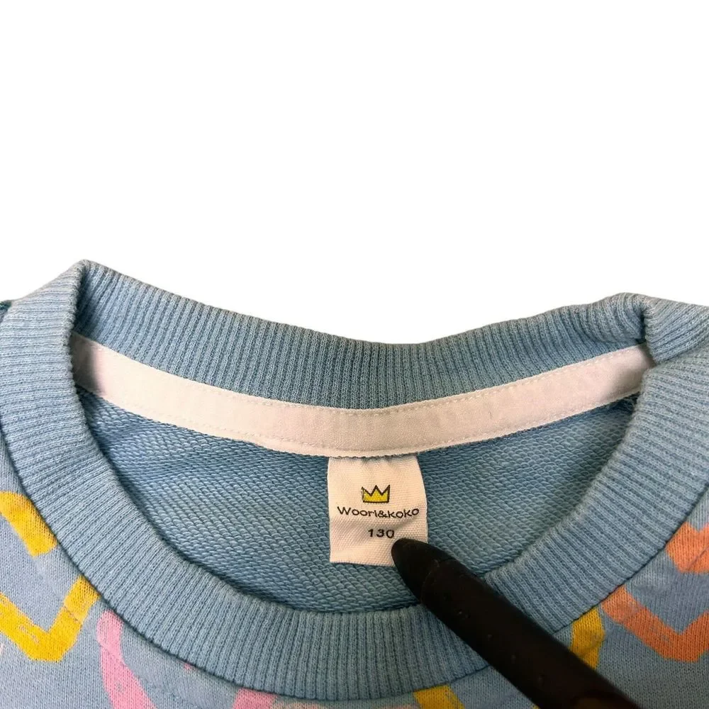 Woori & Koko Girls Sweater Dress Long Sleeve Size 130‎ Hearts Blue
